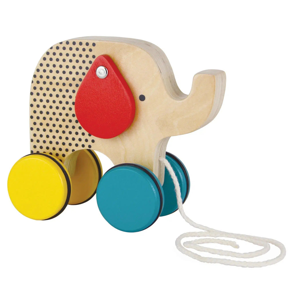 Petit Collage - Wooden Elephant Pull Toy-Chronicle-treehaus