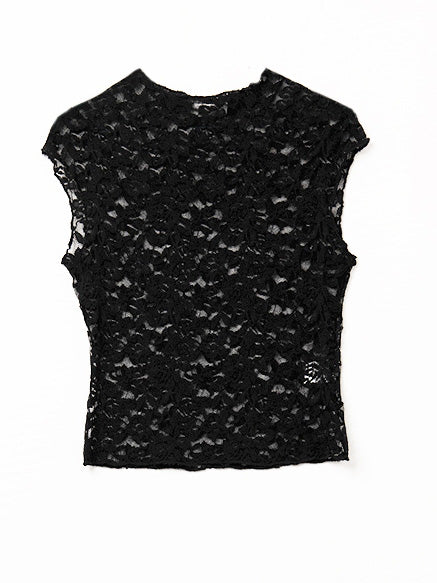 Q2 - Lace T-Shirt - Black-Q2-treehaus