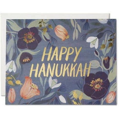 Red Cap Cards - Hanukkah Flowers Greeting Card-Red Cap Cards-treehaus