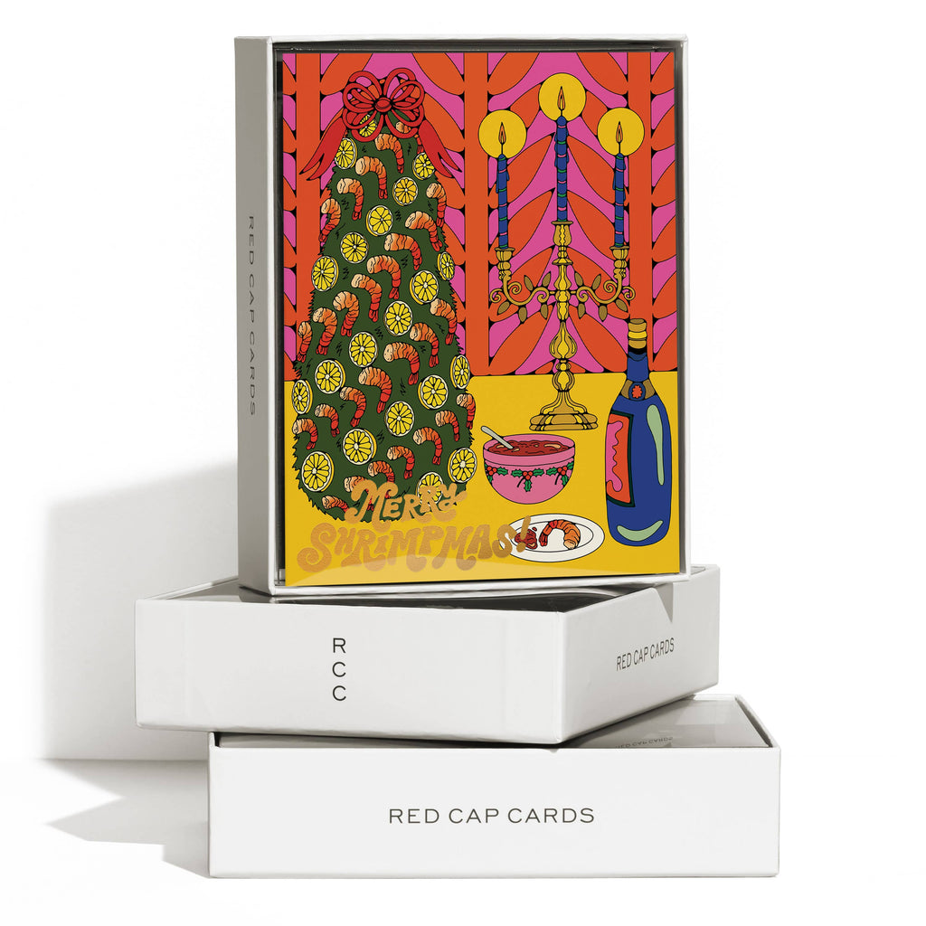 Red Cap Cards - Merry Shrimpmas Holiday Card-Red Cap Cards-treehaus