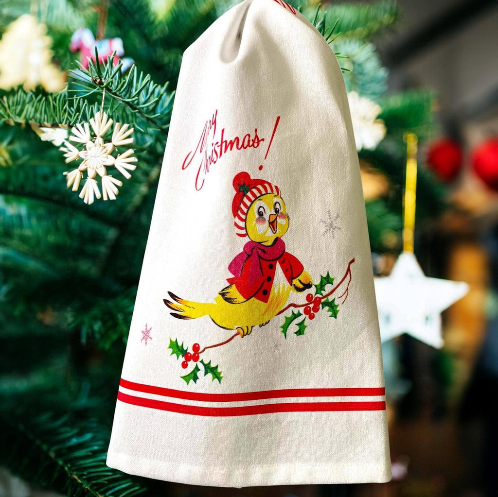 Red and White Kitchen Co. - Christmas Birdie Tea Towel-Red and White Kitchen Company-treehaus