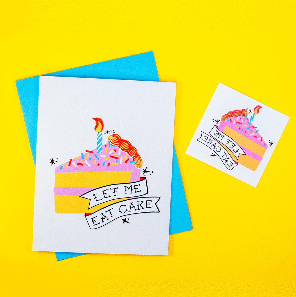 Rhino Parade - Eat Cake Greeting Card + Temporary Tattoo-Rhino Parade-treehaus