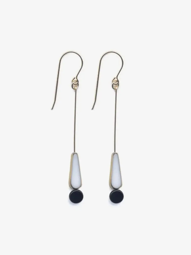 Ronni Kappos - White Tear w/ Black Detail Earrings-Ronni Kappos-treehaus