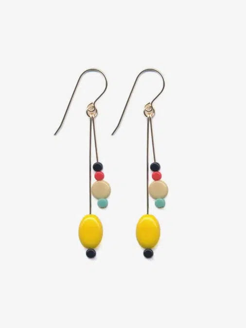 Ronni Kappos - Yellow Ornament Cluster Earrings-Ronni Kappos-treehaus