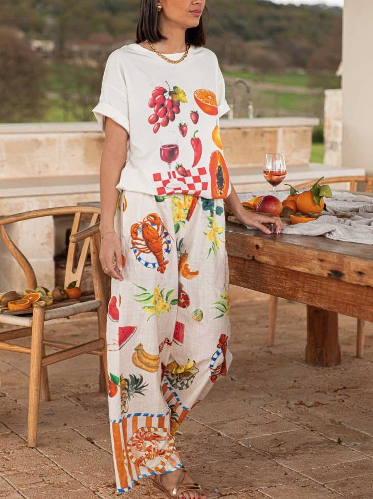 Rosa Clothing - Spain Vibe Fruit Print Oversized Tee-Rosa Clothing-treehaus