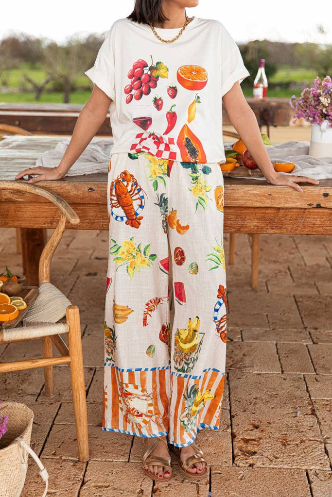 Rosa Clothing - Spain Vibe Fruit Print Oversized Tee-Rosa Clothing-treehaus
