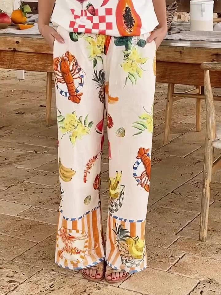 Rosa Clothing - Spain Vibe Fruit Print Oversized Tee-Rosa Clothing-treehaus