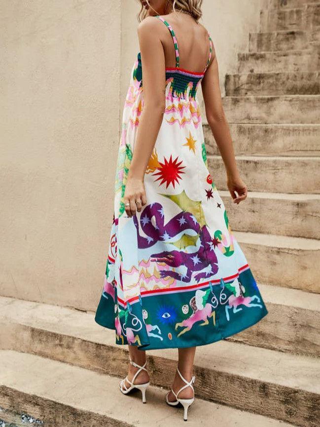 Rosa Clothing - Wonderland Print Midi Dress-Rosa Clothing-treehaus