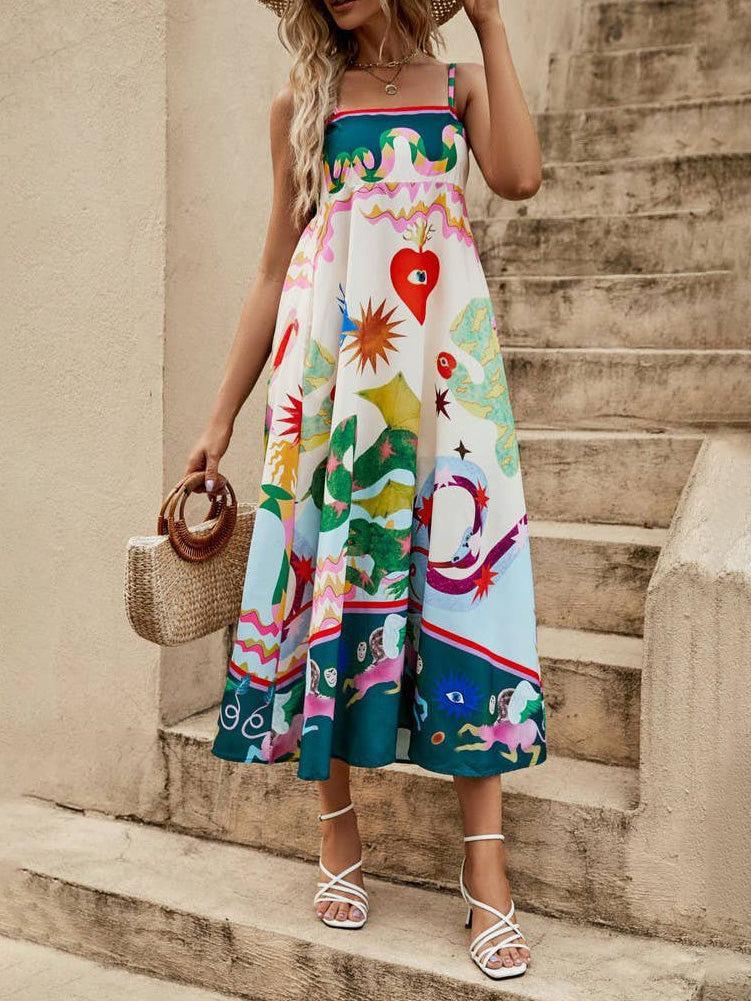 Rosa Clothing - Wonderland Print Midi Dress-Rosa Clothing-treehaus