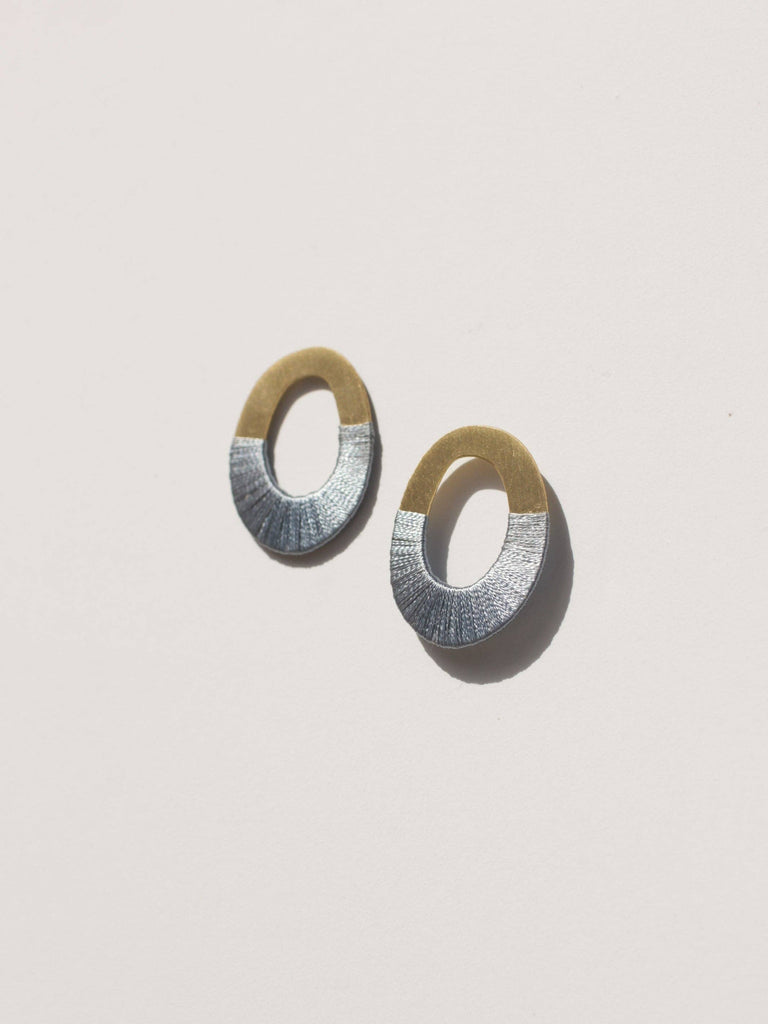 Rover & Kin - Oblong Form Earrings - Four Colors: Naked Brass-Rover & Kin-treehaus