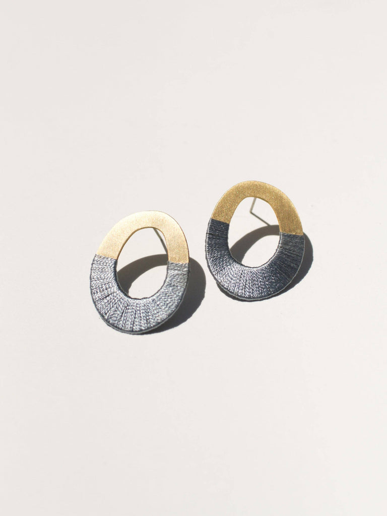 Rover & Kin - Oblong Form Earrings - Four Colors: Naked Brass-Rover & Kin-treehaus