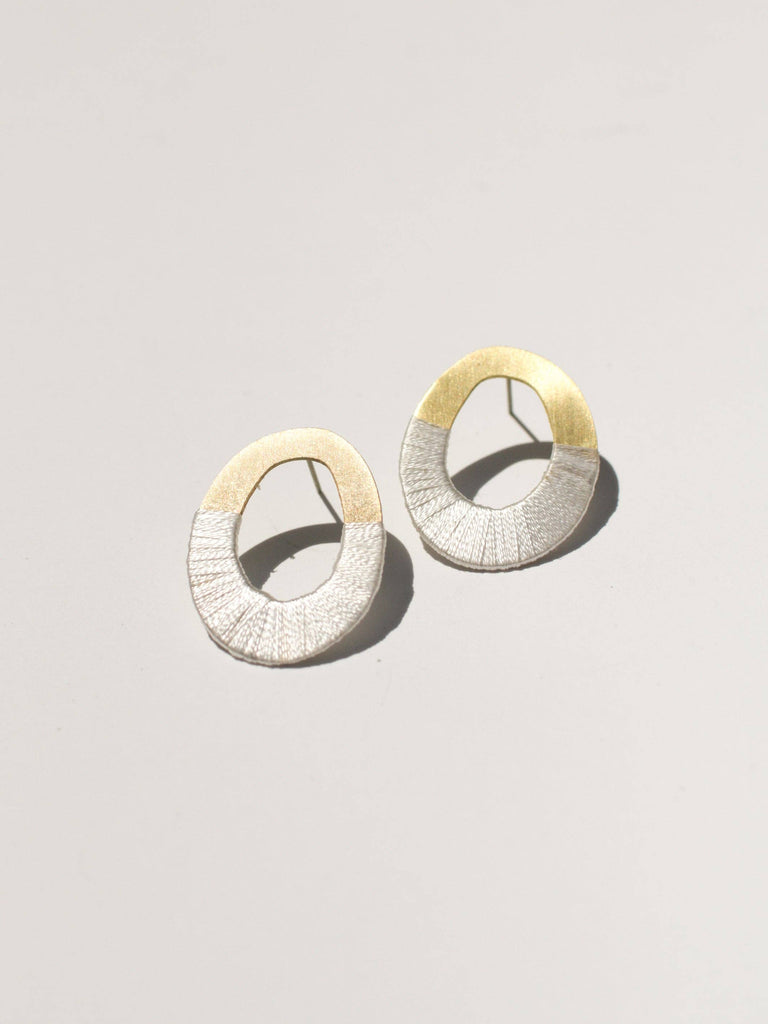 Rover & Kin - Oblong Form Earrings - Four Colors: Naked Brass-Rover & Kin-treehaus