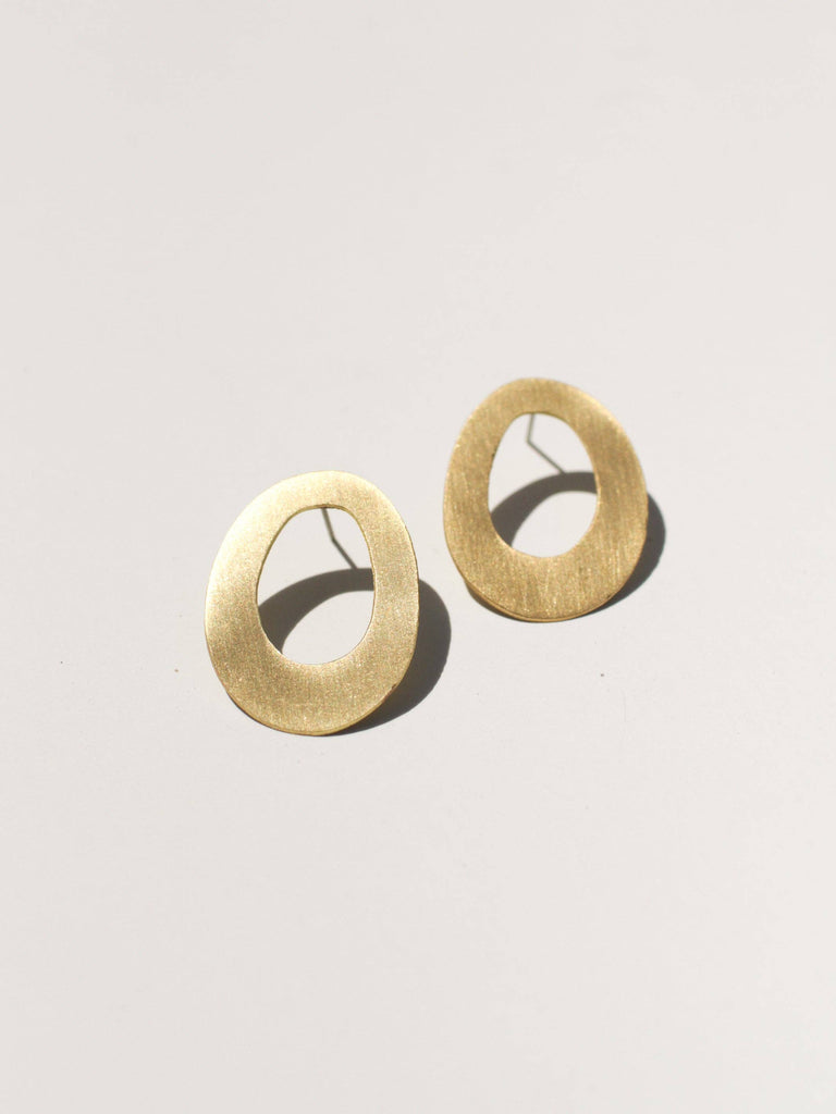 Rover & Kin - Oblong Form Earrings - Four Colors: Naked Brass-Rover & Kin-treehaus