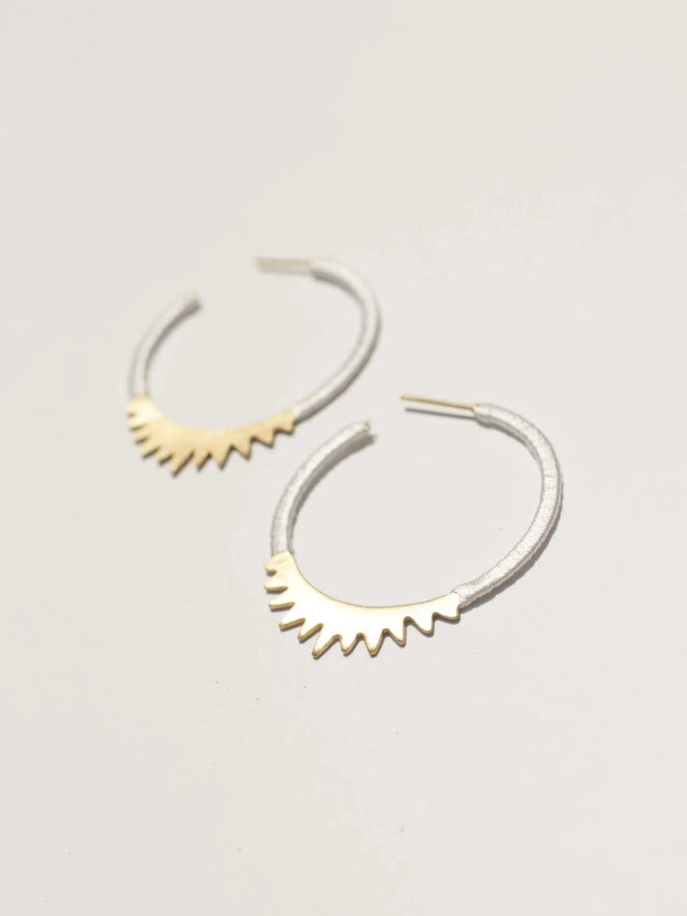 Rover & Kin - Spiked Hoops - Brass/White-Rover & Kin-treehaus