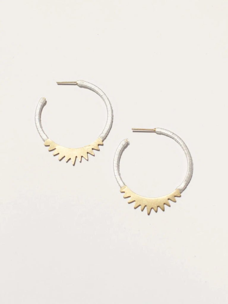 Rover & Kin - Spiked Hoops - Brass/White-Rover & Kin-treehaus