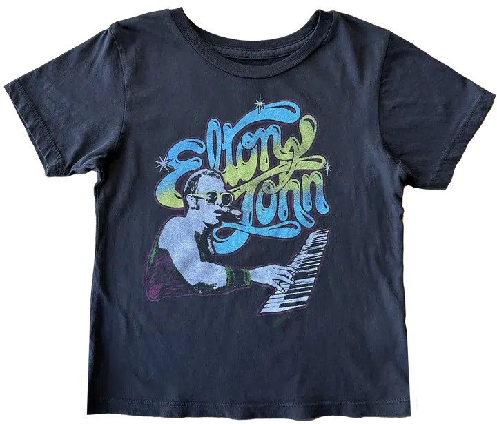 Rowdy Sprout - Elton John T-shirt - Black-Rowdy Sprout-treehaus
