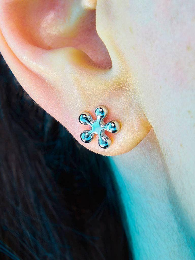 STUDIOCULT - Puffy Stud Earrings - Flower - Silver/Pair-STUDIOCULT-treehaus