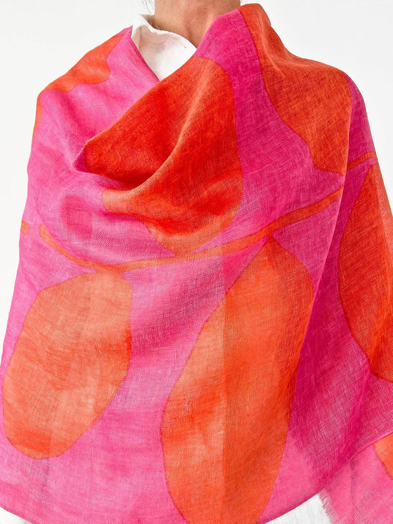 See Design - Linen Scarf - Plant - Pink/Orange-See Design-treehaus