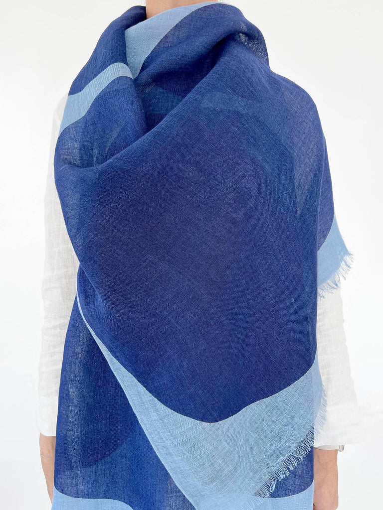 See Design - Linen Scarf - Rocks - Blue/Blue-See Design-treehaus