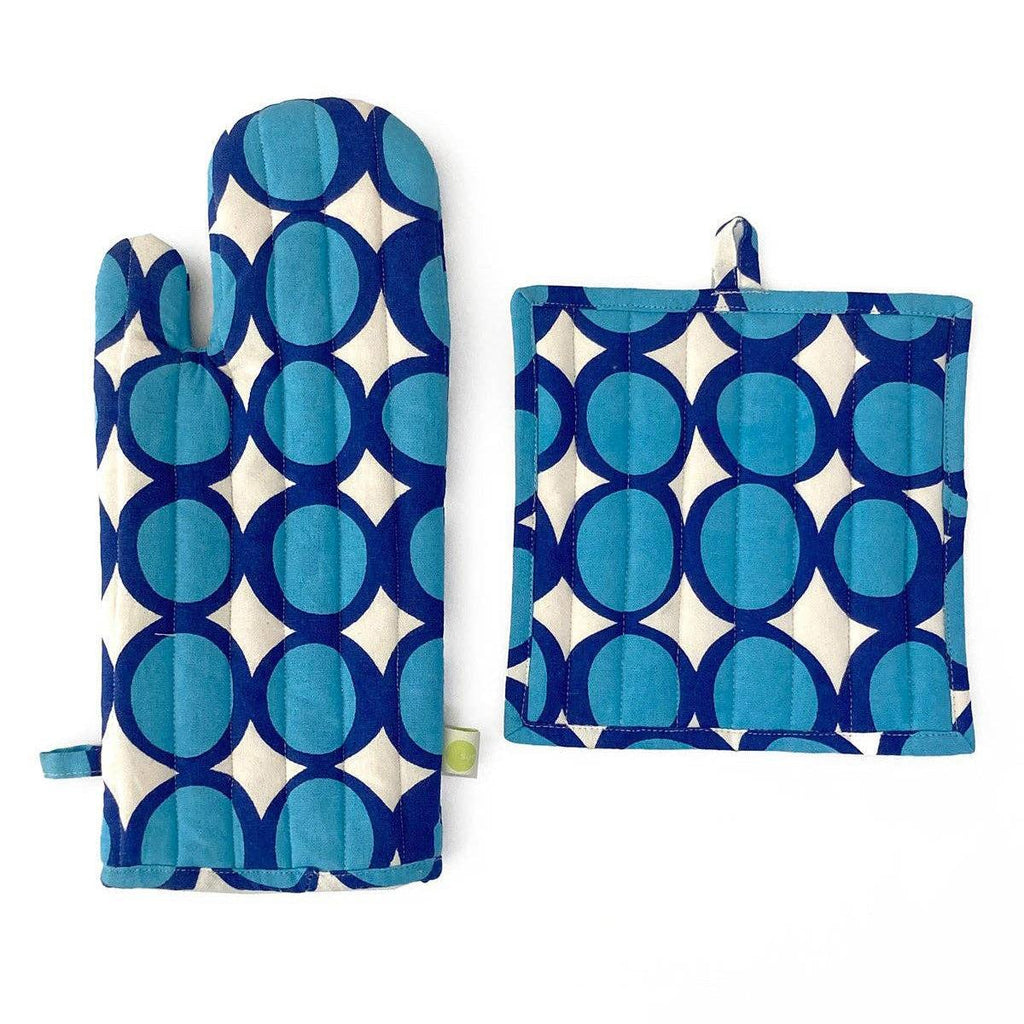 See Design - Oven Mitt & Potholder Set - Egg - Blue/Blue-See Design-treehaus
