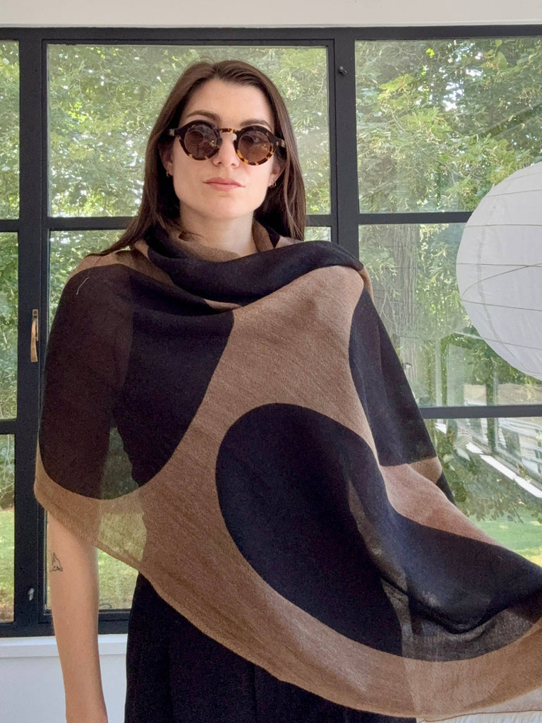 See Design - Wool Scarf - Dream - Black/Chocolate-See Design-treehaus