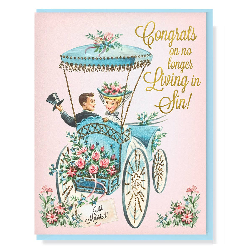 Smitten Kitten - Congrats On No Longer Living In Sin Just Married Card-Smitten Kitten-treehaus