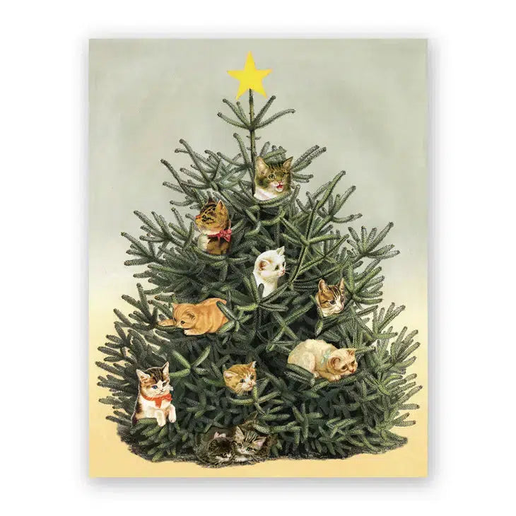 The Mincing Mockingbird - Cat Christmas Tree Card-The Mincing Mockingbird-treehaus
