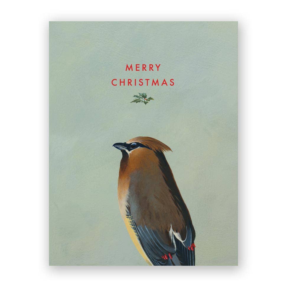 The Mincing Mockingbird - Cedar Waxwing Holiday Card-The Mincing Mockingbird-treehaus