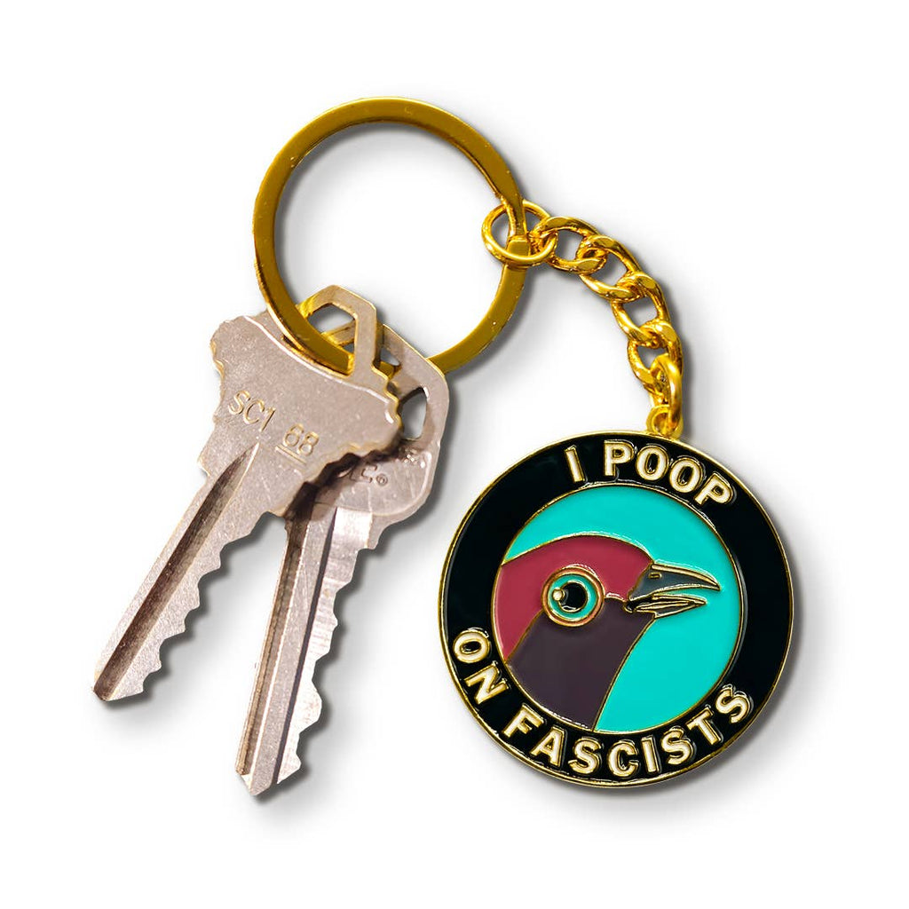 The Mincing Mockingbird - Poop on Fascists Keychain-The Mincing Mockingbird-treehaus