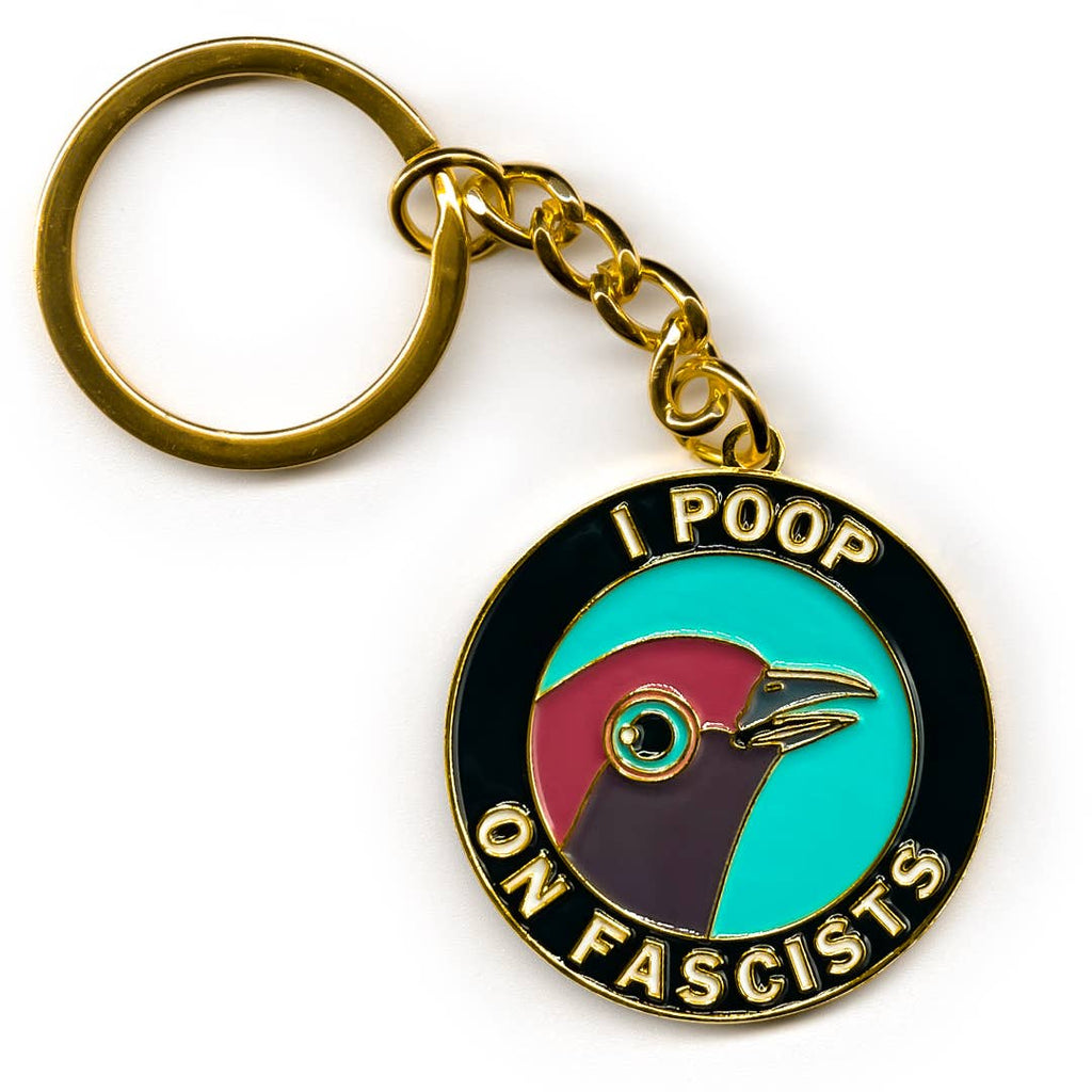 The Mincing Mockingbird - Poop on Fascists Keychain-The Mincing Mockingbird-treehaus