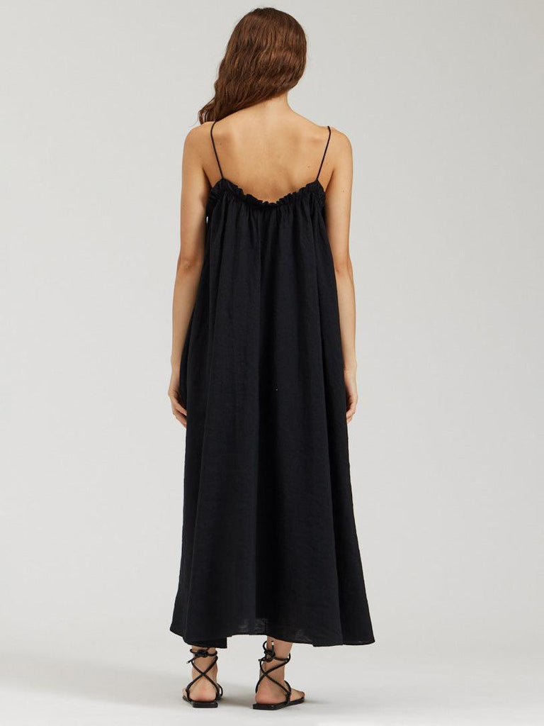 There-Elsewhere - Linen Tank Dress - Black-There-Elsewhere-treehaus