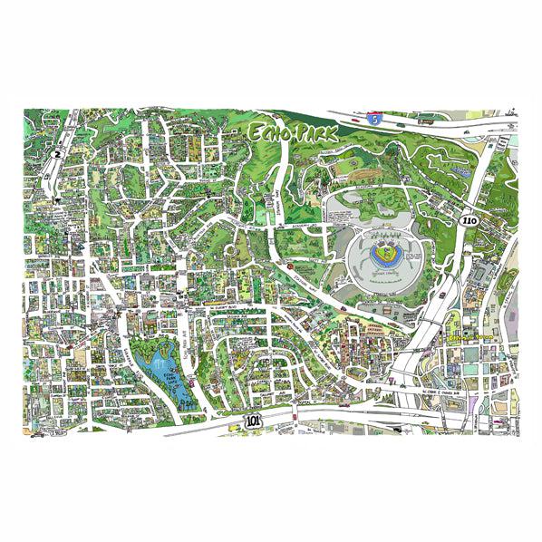 Tom Lamb - Echo Park Illustrated Map-Tom Lamb Maps-treehaus