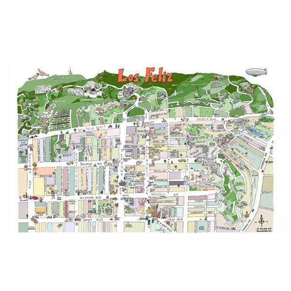 Tom Lamb - Los Feliz Illustrated Map-Tom Lamb Maps-treehaus
