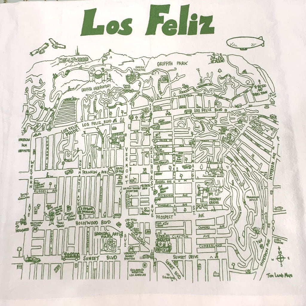 Tom Lamb - Los Feliz Tea Towel-Tom Lamb Maps-treehaus