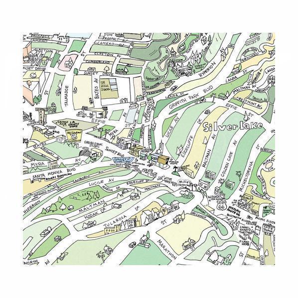 Tom Lamb - Silver Lake Illustrated Map-Tom Lamb Maps-treehaus