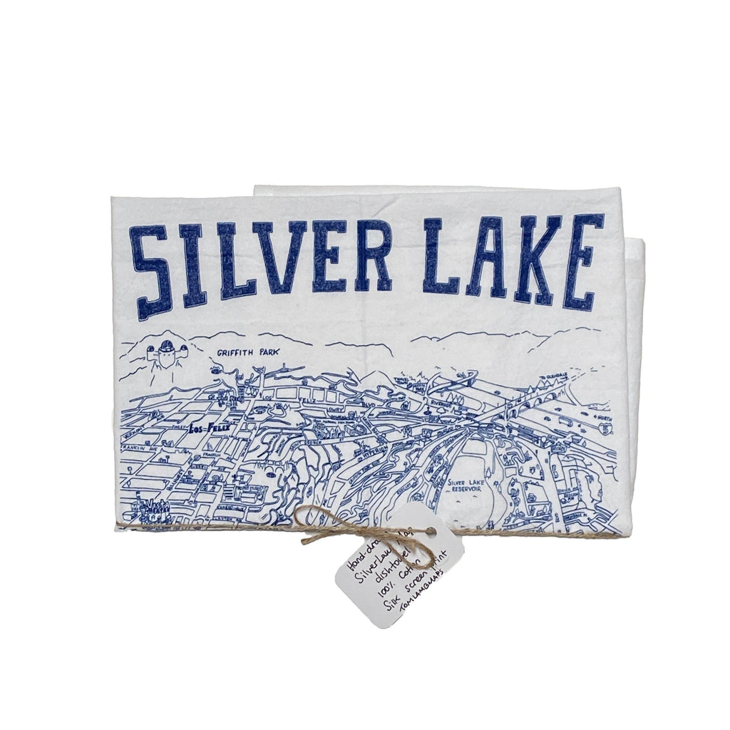 Tom Lamb - Silver Lake Map Tea Towel-Tom Lamb Maps-treehaus