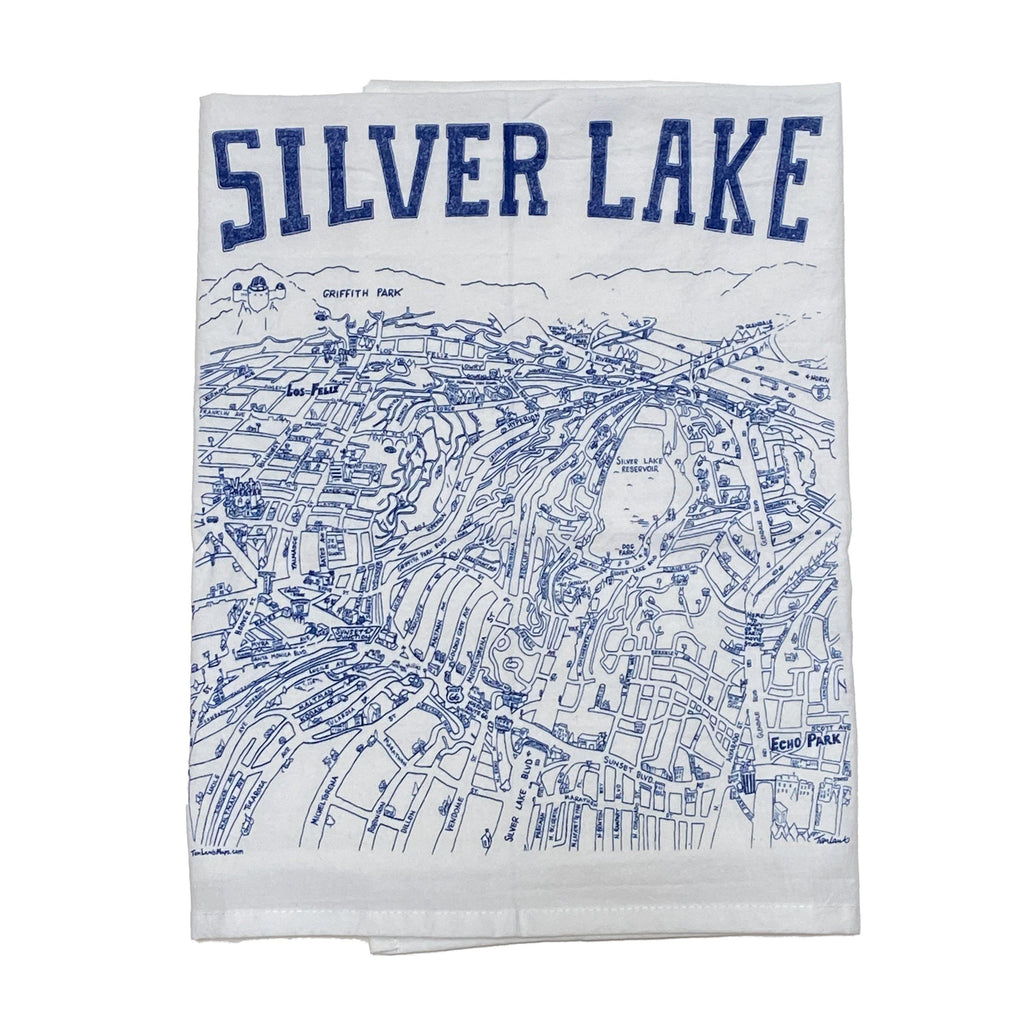 Tom Lamb - Silver Lake Map Tea Towel-Tom Lamb Maps-treehaus