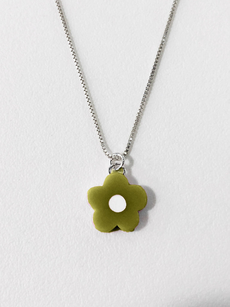 WOLL - Mod Flower Necklace - Olive-WOLL-treehaus