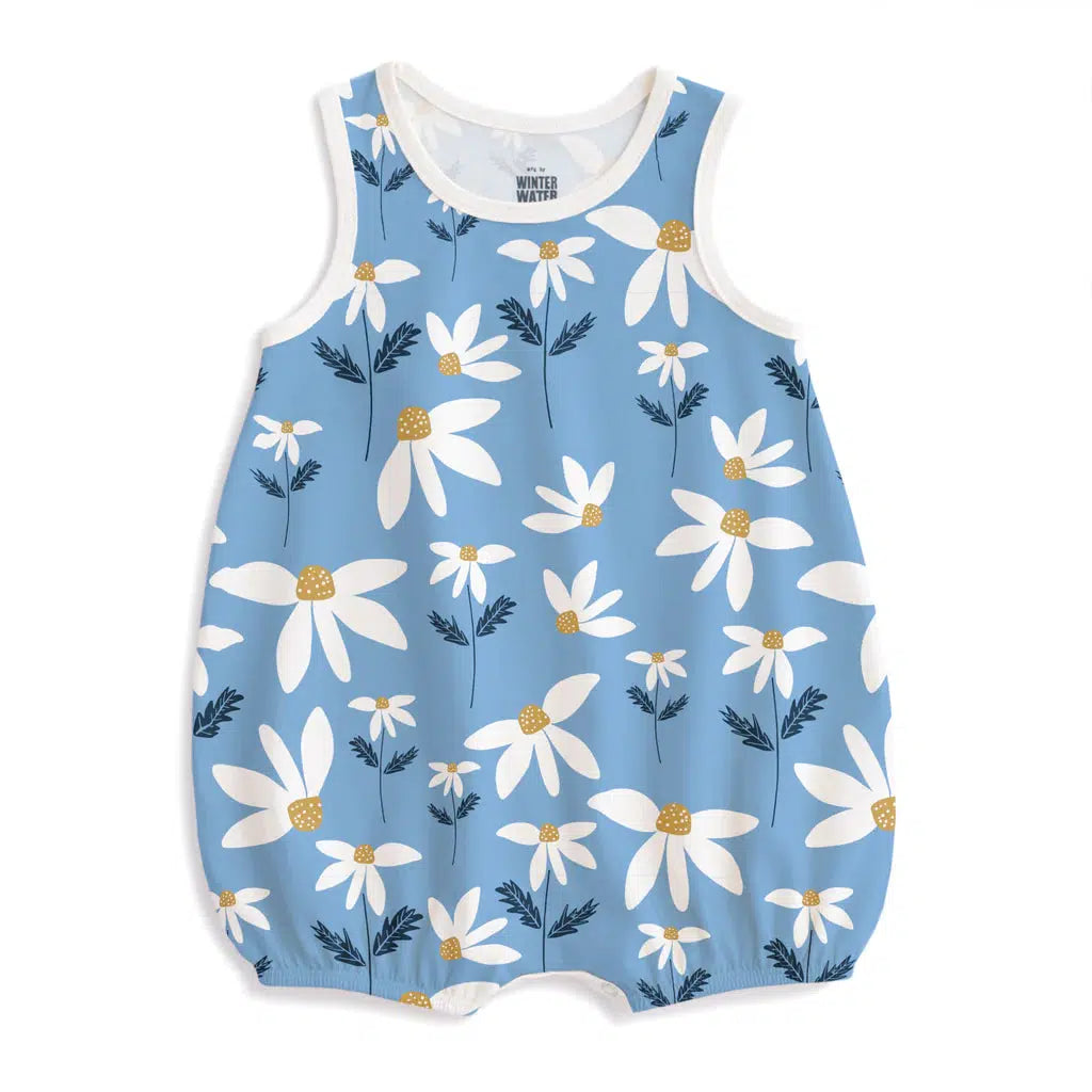 Winter Water Factory - Bubble Romper - Daisies Blue-Winter Water Factory-treehaus