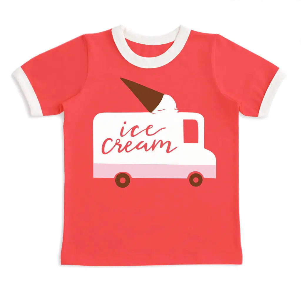 Winter Water Factory - Graphic Ringer Tee - Ice Cream Truck Scarlet Red-Winter Water Factory-treehaus