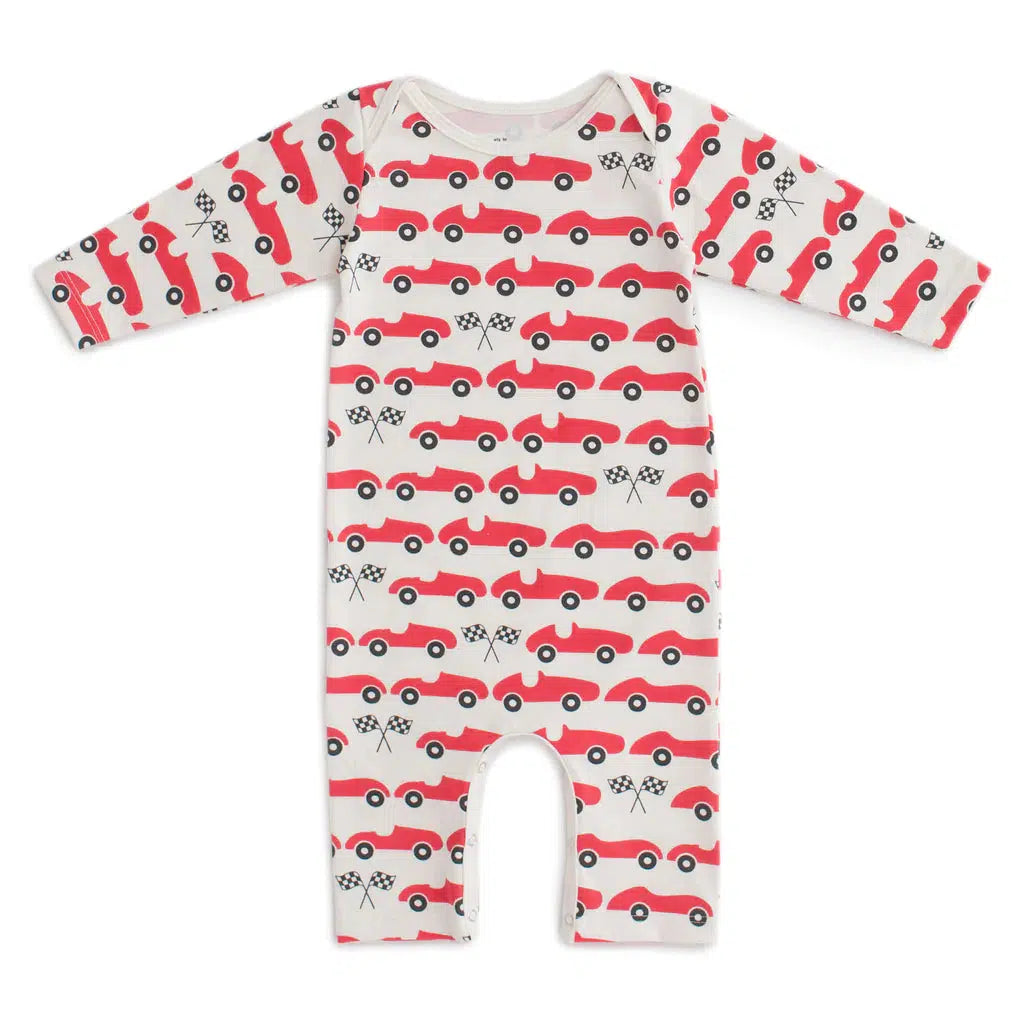 Winter Water Factory - Long Sleeve Romper - Red Race Cars-Winter Water Factory-treehaus