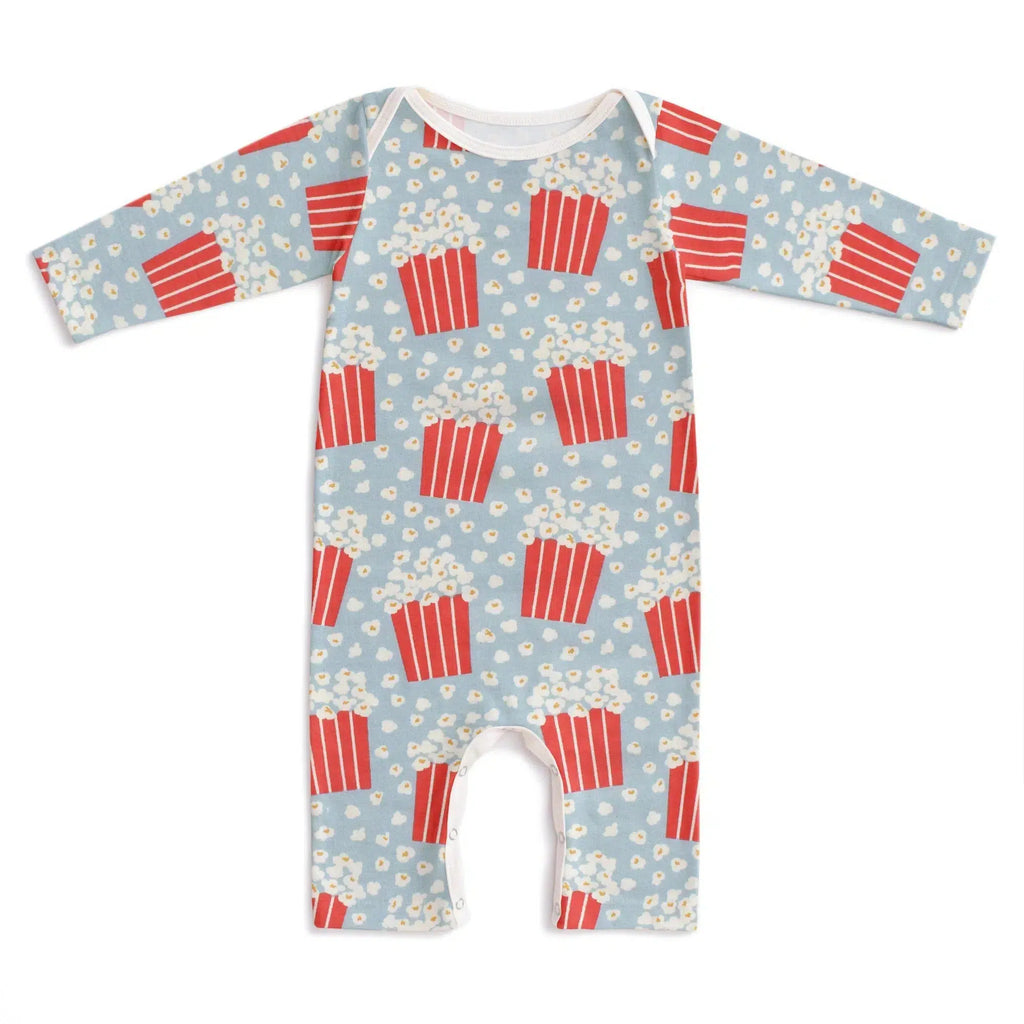 Winter Water Factory - Long Sleeved Romper - Popcorn - Sky Blue-Winter Water Factory-treehaus