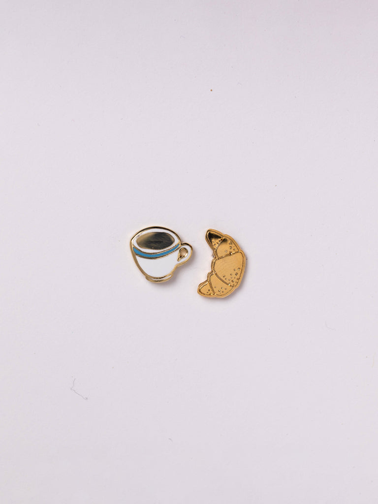 Yellow Owl - Earrings - Croissant & Coffee-Yellow Owl Workshop-treehaus