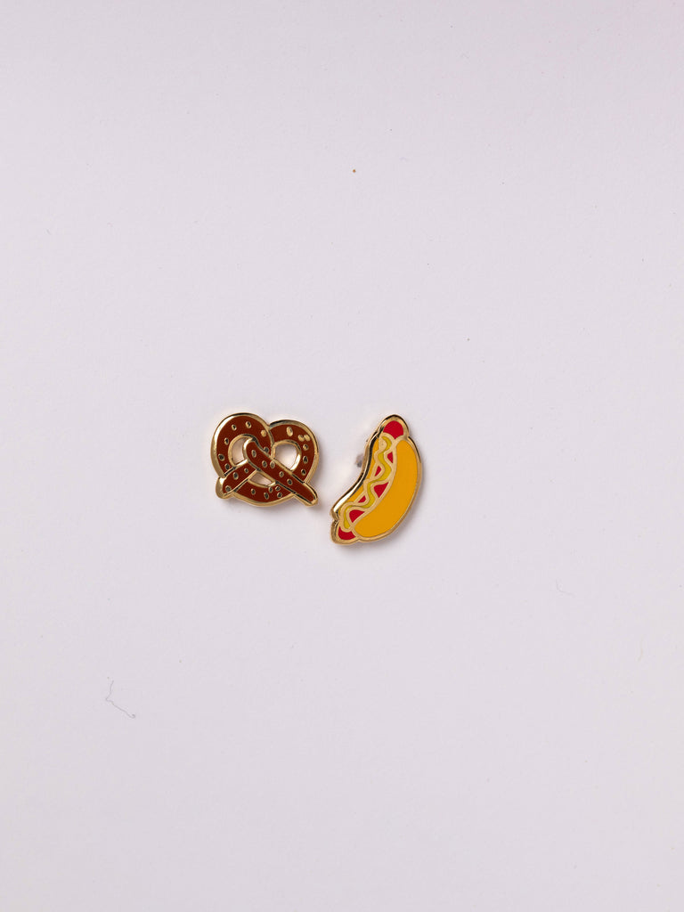 Yellow Owl - Earrings - Hot Dog & Pretzel-Yellow Owl Workshop-treehaus