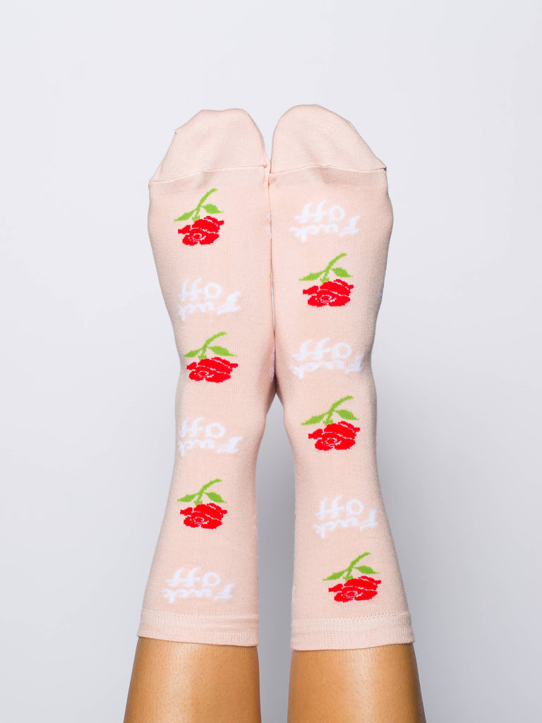 Yellow Owl - F*ck Off Rose Socks - Small-Yellow Owl Workshop-treehaus