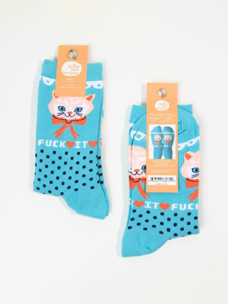 Yellow Owl - F*ck it Kitty Socks - Small-Yellow Owl Workshop-treehaus