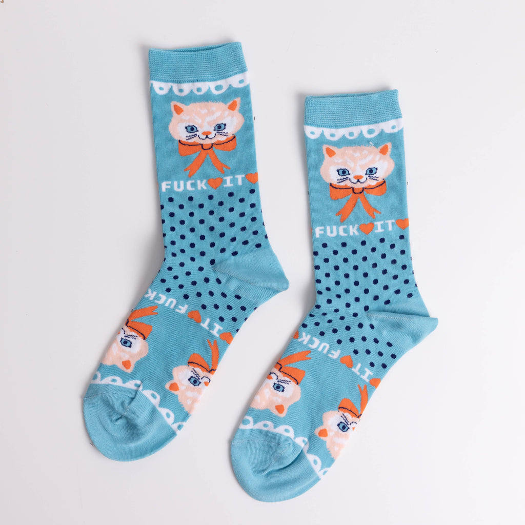 Yellow Owl - F*ck it Kitty Socks - Small-Yellow Owl Workshop-treehaus
