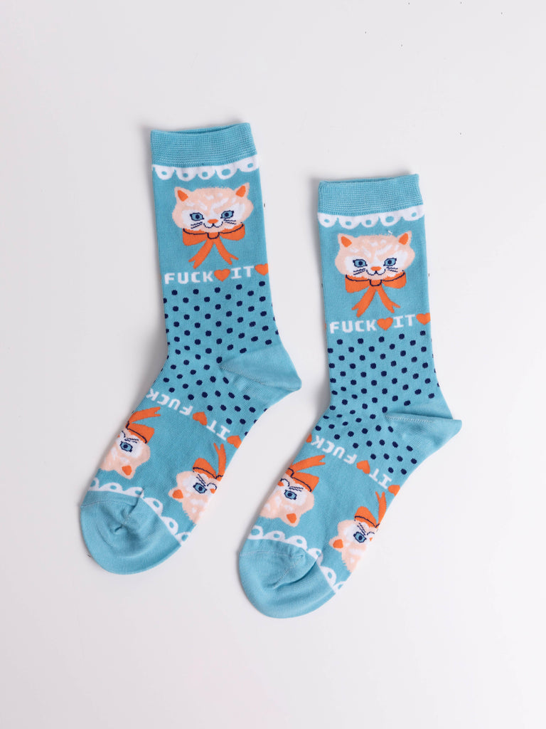 Yellow Owl - F*ck it Kitty Socks - Small-Yellow Owl Workshop-treehaus