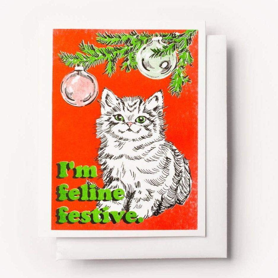 Yellow Owl - Feline Festive Holiday Card-Yellow Owl Workshop-treehaus