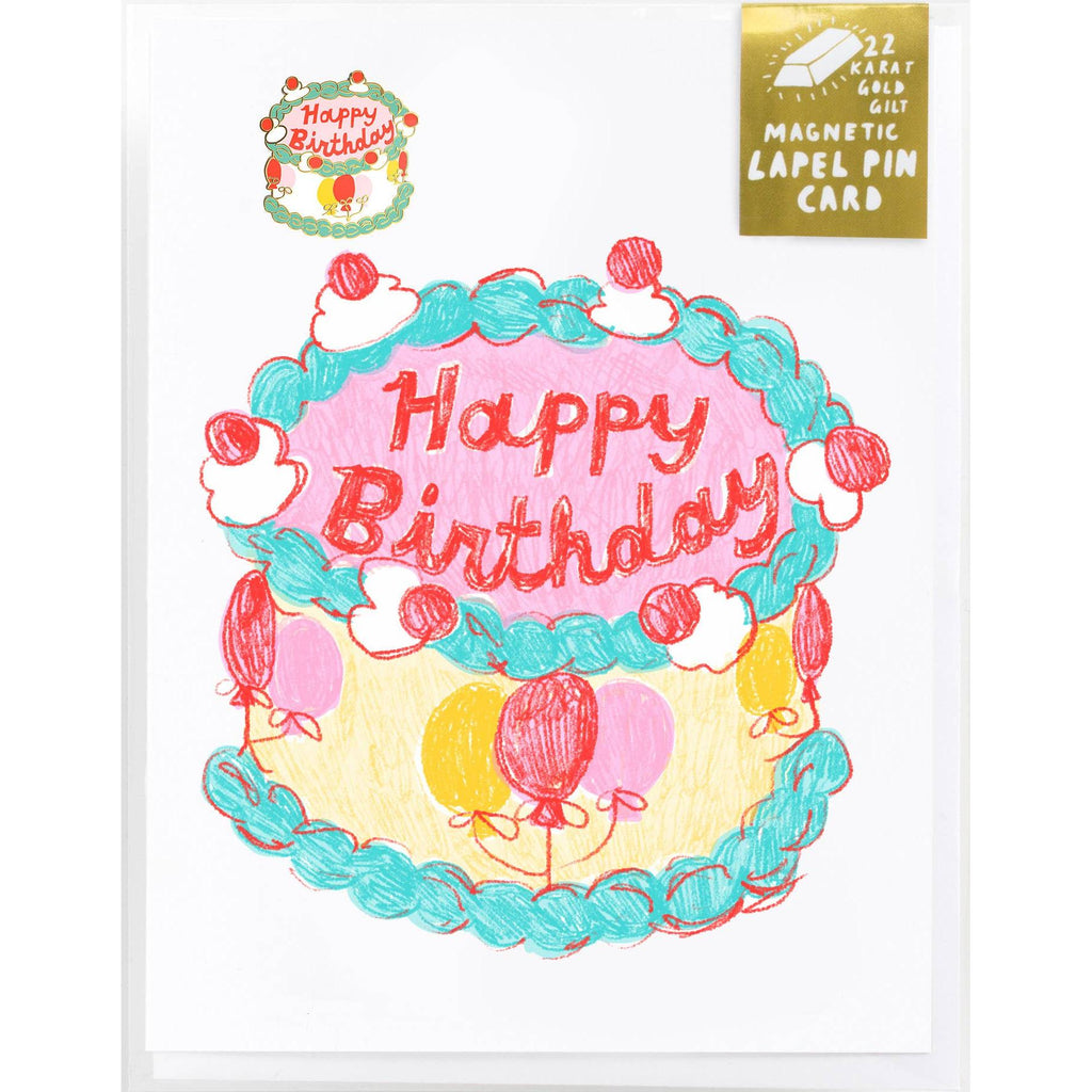 Yellow Owl - Lapel Pin Card - HBD Balloon Cake-Yellow Owl Workshop-treehaus